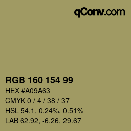 颜色代码: RGB 160 154 99 | qconv.com