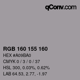 Color code: RGB 160 155 160 | qconv.com