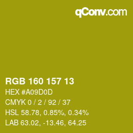 颜色代码: RGB 160 157 13 | qconv.com