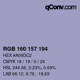 Color code: RGB 160 157 194 | qconv.com