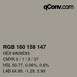 Color code: RGB 160 158 147 | qconv.com