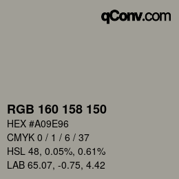 カラーコード: RGB 160 158 150 | qconv.com