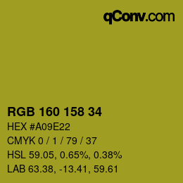 Color code: RGB 160 158 34 | qconv.com