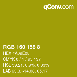 颜色代码: RGB 160 158 8 | qconv.com