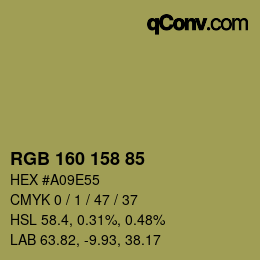 Color code: RGB 160 158 85 | qconv.com