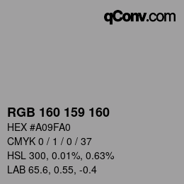 Color code: RGB 160 159 160 | qconv.com