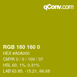 颜色代码: RGB 160 160 0 | qconv.com