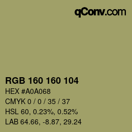 カラーコード: RGB 160 160 104 | qconv.com