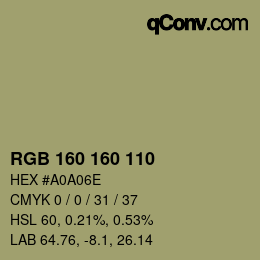 Color code: RGB 160 160 110 | qconv.com