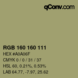 Color code: RGB 160 160 111 | qconv.com