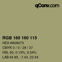 Código de color: RGB 160 160 115 | qconv.com