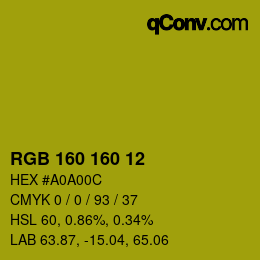 颜色代码: RGB 160 160 12 | qconv.com