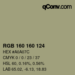 Color code: RGB 160 160 124 | qconv.com