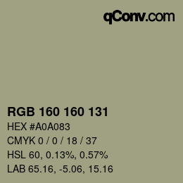 Código de color: RGB 160 160 131 | qconv.com