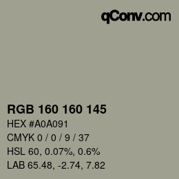 Color code: RGB 160 160 145 | qconv.com