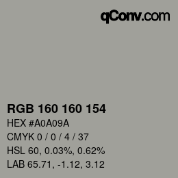 Color code: RGB 160 160 154 | qconv.com