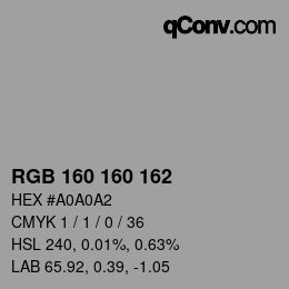 Color code: RGB 160 160 162 | qconv.com