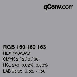 Color code: RGB 160 160 163 | qconv.com