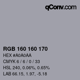 Color code: RGB 160 160 170 | qconv.com