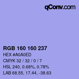 Color code: RGB 160 160 237 | qconv.com