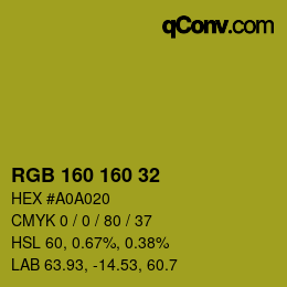 Color code: RGB 160 160 32 | qconv.com