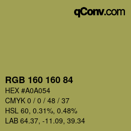 Color code: RGB 160 160 84 | qconv.com