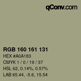 Código de color: RGB 160 161 131 | qconv.com