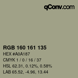 Farbcode: RGB 160 161 135 | qconv.com