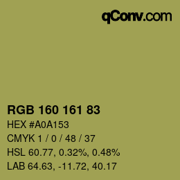 Farbcode: RGB 160 161 83 | qconv.com