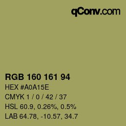 Código de color: RGB 160 161 94 | qconv.com