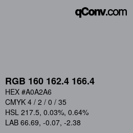 カラーコード: RGB 160 162.4 166.4 | qconv.com