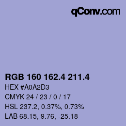 カラーコード: RGB 160 162.4 211.4 | qconv.com