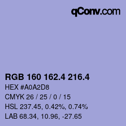 カラーコード: RGB 160 162.4 216.4 | qconv.com