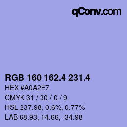 カラーコード: RGB 160 162.4 231.4 | qconv.com