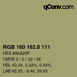 カラーコード: RGB 160 162.8 111 | qconv.com