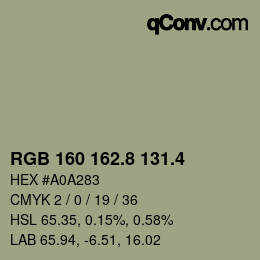 カラーコード: RGB 160 162.8 131.4 | qconv.com