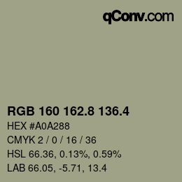 カラーコード: RGB 160 162.8 136.4 | qconv.com