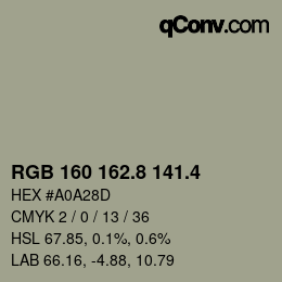 カラーコード: RGB 160 162.8 141.4 | qconv.com