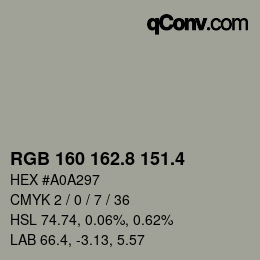 カラーコード: RGB 160 162.8 151.4 | qconv.com