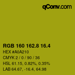 カラーコード: RGB 160 162.8 16.4 | qconv.com
