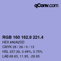 カラーコード: RGB 160 162.8 221.4 | qconv.com