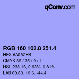 カラーコード: RGB 160 162.8 251.4 | qconv.com