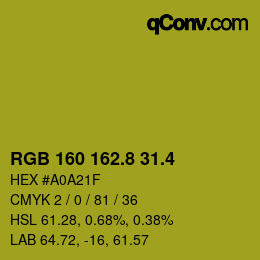 カラーコード: RGB 160 162.8 31.4 | qconv.com