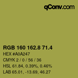 カラーコード: RGB 160 162.8 71.4 | qconv.com
