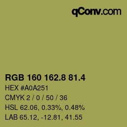 カラーコード: RGB 160 162.8 81.4 | qconv.com