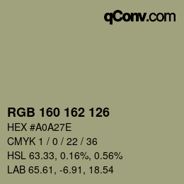 Color code: RGB 160 162 126 | qconv.com