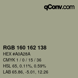 Color code: RGB 160 162 138 | qconv.com