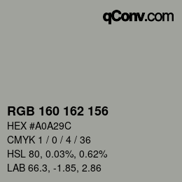 Color code: RGB 160 162 156 | qconv.com