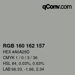 Color code: RGB 160 162 157 | qconv.com