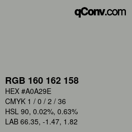 Color code: RGB 160 162 158 | qconv.com